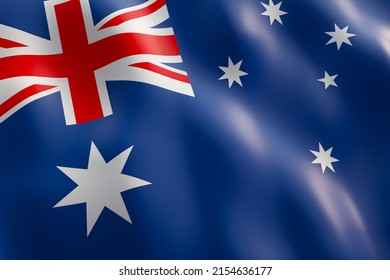 Waving flag of the Australia. Australian Flag in the Wind. Australian National mark. Waving Australia Flag. Australia Flag Flowing. 3D Illustration