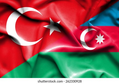 Waving Flag Of Azerbaijan And Turkey 