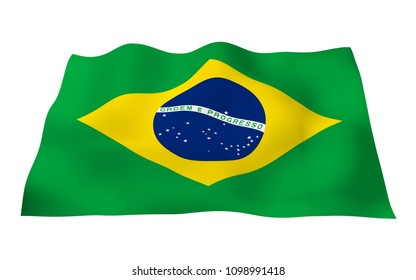 Waving Flag Brazil Ordem E Progresso Stock Illustration 1098991418 ...