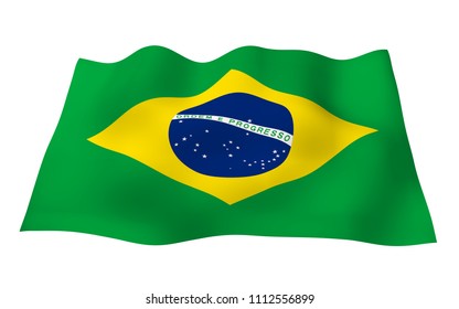 Waving Flag Brazil Ordem E Progresso Stock Illustration 1112556899 ...