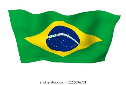 Waving Flag Brazil Ordem E Progresso Stock Illustration 1116096731 ...