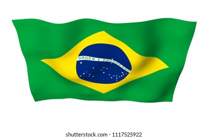 Waving Flag Brazil Ordem E Progresso Stock Illustration 1136029823