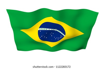 Waving Flag Brazil Ordem E Progresso Stock Illustration 1125018170