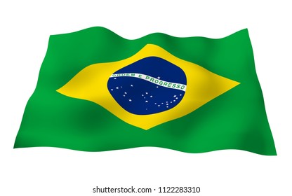 Waving Flag Brazil Ordem E Progresso Stock Illustration 1125018608