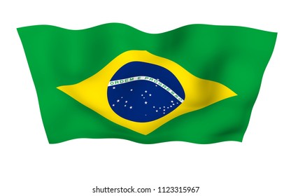 Waving Flag Brazil Ordem E Progresso Stock Illustration 1226962150