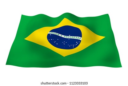 Waving Flag Brazil Ordem E Progresso Stock Illustration 1136507561