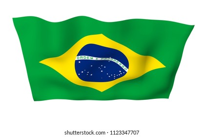 Waving Flag Brazil Ordem E Progresso Stock Illustration 1184403865