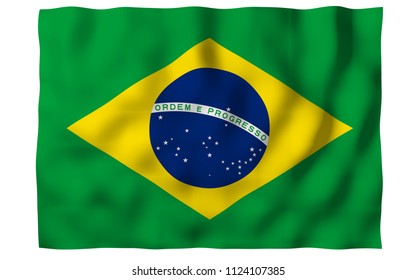 Waving Flag Brazil Ordem E Progresso Stock Illustration 1133951582