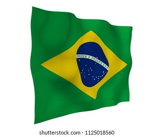 Waving Flag Brazil Ordem E Progresso Stock Illustration 1125018560 ...