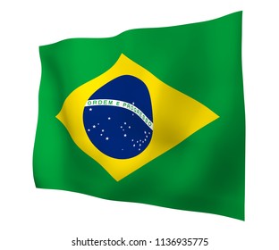 Waving Flag Brazil Ordem E Progresso Stock Illustration 1362374351