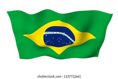 Waving Flag Brazil Ordem E Progresso Stock Illustration 1137712661 ...