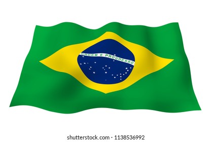 Waving Flag Brazil Ordem E Progresso Stock Illustration 1125018608