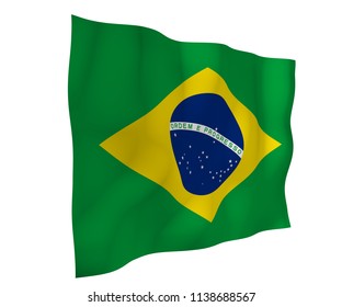 Waving Flag Brazil Ordem E Progresso Stock Illustration 1255624726 ...