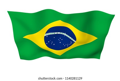 Waving Flag Brazil Ordem E Progresso Stock Illustration 1136029823