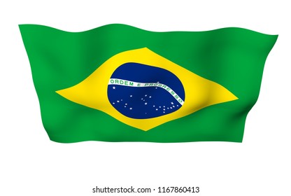 Waving Flag Brazil Ordem E Progresso Stock Illustration 1167860413