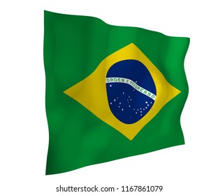 Waving Flag Brazil Ordem E Progresso Stock Illustration 1167861079 ...