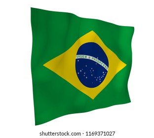 Waving Flag Brazil Ordem E Progresso Stock Illustration 1169371027 