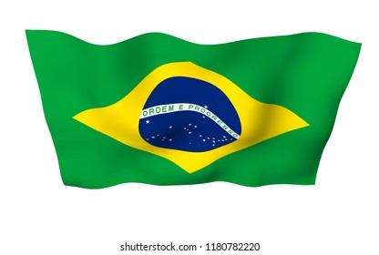 Waving Flag Brazil Ordem E Progresso Stock Illustration 1180782220