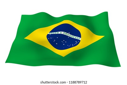 Waving Flag Brazil Ordem E Progresso Stock Illustration 1198562536