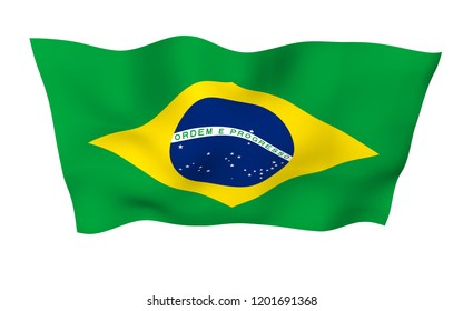 Waving Flag Brazil Ordem E Progresso Stock Illustration 1185320392