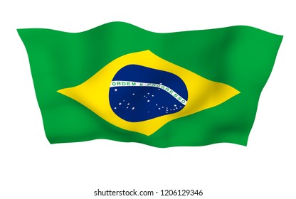 Waving Flag Brazil Ordem E Progresso Stock Illustration 1225939030