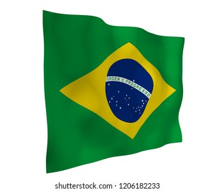 Waving Flag Brazil Ordem E Progresso Stock Illustration 1206182233