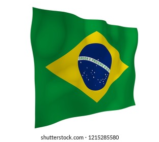 Waving Flag Brazil Ordem E Progresso Stock Illustration 1215285580 ...