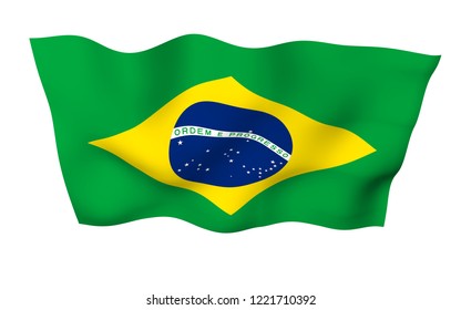 Waving Flag Brazil Ordem E Progresso Stock Illustration 1226962150