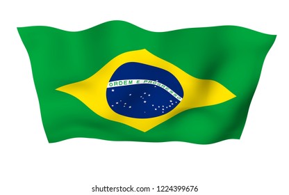 Waving Flag Brazil Ordem E Progresso Stock Illustration 1136029823