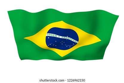 Waving Flag Brazil Ordem E Progresso Stock Illustration 1226962150