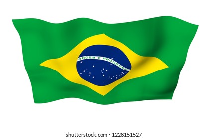 Waving Flag Brazil Ordem E Progresso Stock Illustration 1126234445