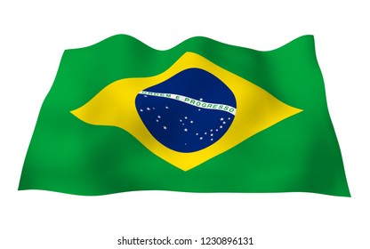 Waving Flag Brazil Ordem E Progresso Stock Illustration 1125018608