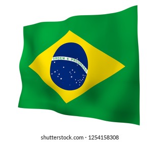 Waving Flag Brazil Ordem E Progresso Stock Illustration 1183251889