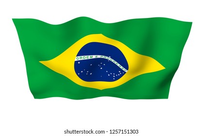 Waving Flag Brazil Ordem E Progresso Stock Illustration 1257151303 ...