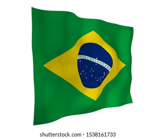 Waving Flag Brazil Ordem E Progresso Stock Illustration 1538161733