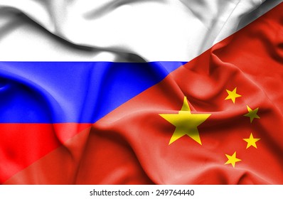 Waving Flag Of China And Russia