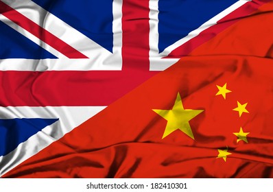 Waving Flag Of China And UK