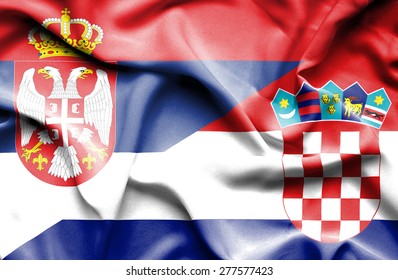 Waving Flag Of Croatia And Serbia