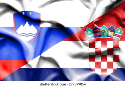 Waving Flag Of Croatia And Slovenia