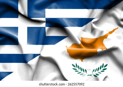 Waving Flag Of Cyprus And Greece