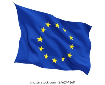 Waving flag of european union isolated on white