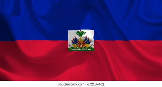 Waving flag of the Haiti. Haitian Flag in the Wind. National mark. Waving Haiti Flag. Haiti Flag Flowing. 3d Illustration.