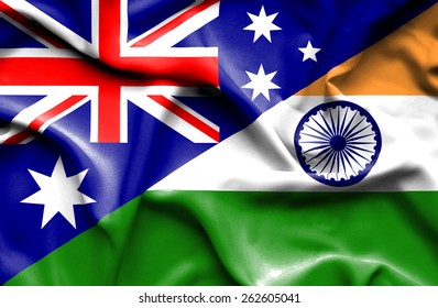 Waving Flag Of India And Australia