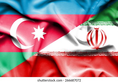 Waving Flag Of Iran And Azerbaijan