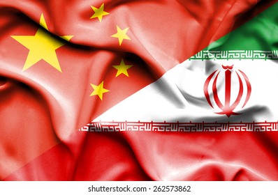 Waving Flag Of Iran And China