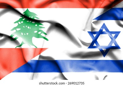 Waving Flag Of Israel And  Lebanon