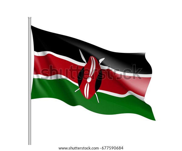 Waving Flag Kenya Sign African State Stock Illustration 677590684