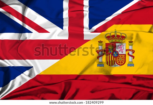 Waving flag of Spain and\
UK