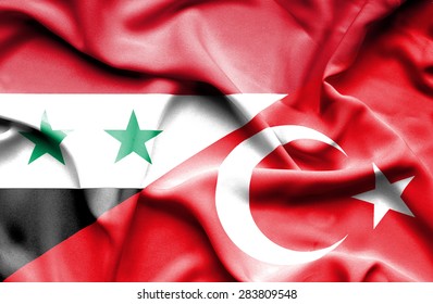 Waving Flag Of Turkey And Syria