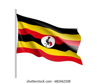 Waving Flag Uganda Symbol African State Stock Illustration 682462108 ...